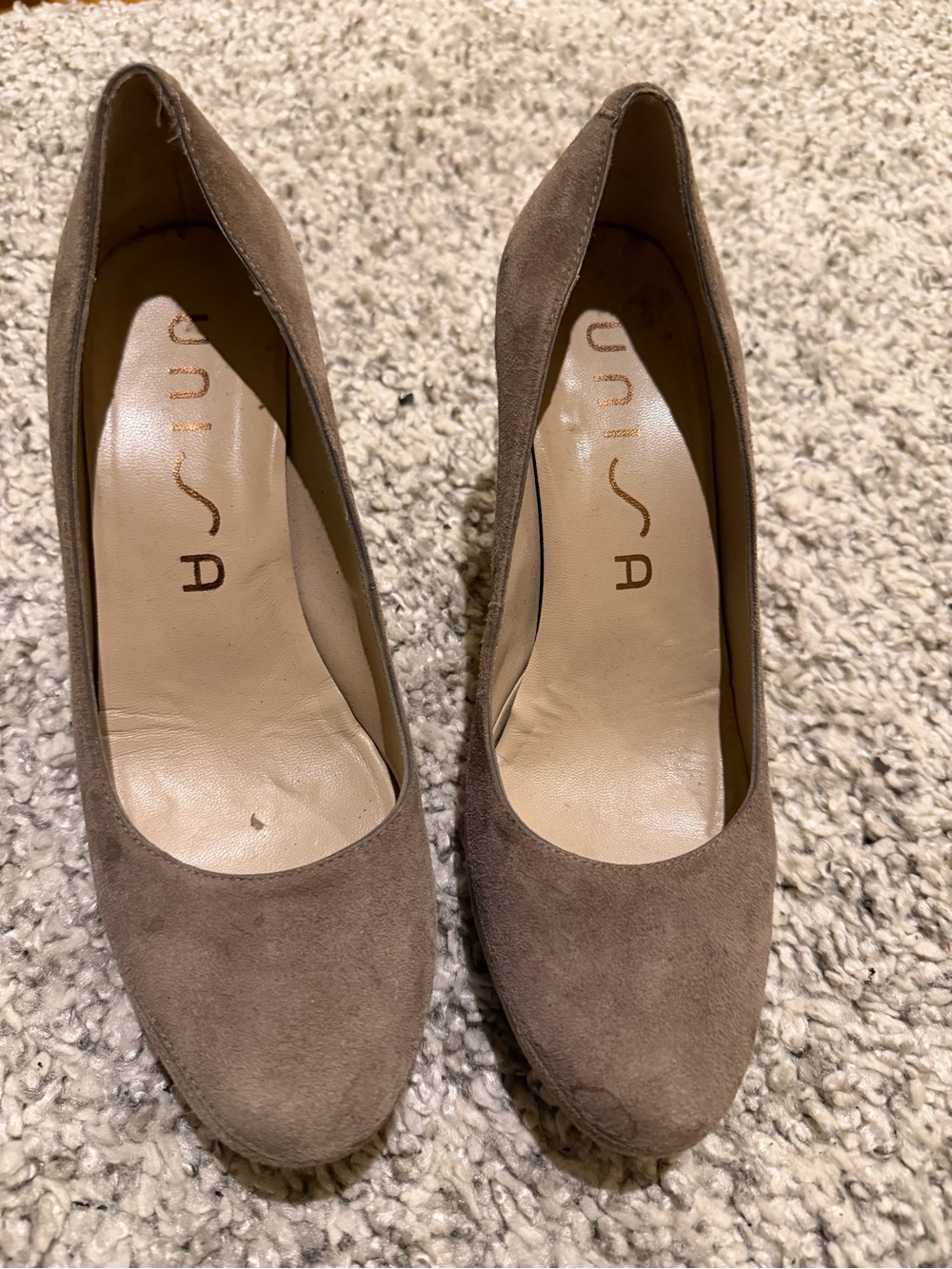 Unisa Taupe Suede Round-Toe Pumps — Classic Women's Heels